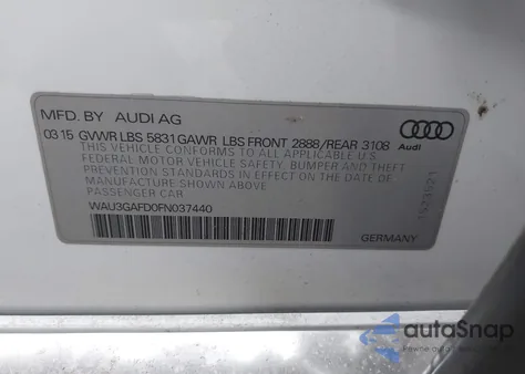 2015 Audi A8 L 3.0T z USA, uszkodzony, nr VIN WAU3GAFD0FN037440